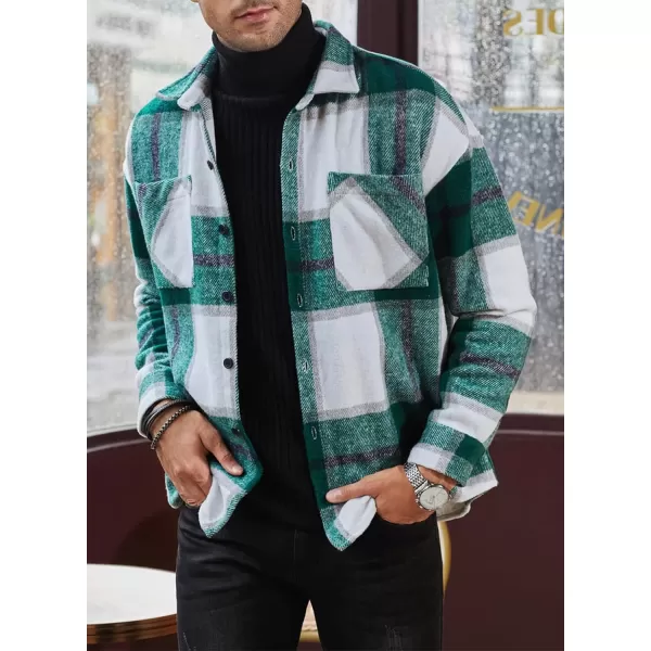 JMIERR Mens Flannel Shirts Shackets Casual Button Down Long Sleeve Plaid Shirt Lightweight Jackets with Pockets