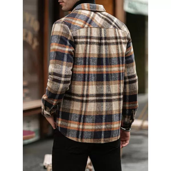 JMIERR Mens Flannel Shirts Shackets Casual Button Down Long Sleeve Plaid Shirt Lightweight Jackets with Pockets