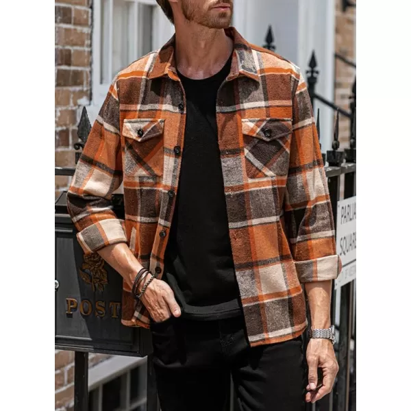 JMIERR Mens Flannel Shirts Shackets Casual Button Down Long Sleeve Plaid Shirt Lightweight Jackets with Pockets