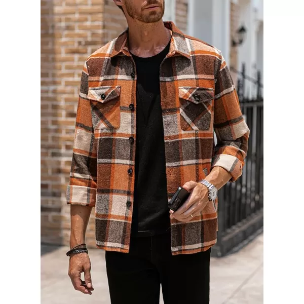 JMIERR Mens Flannel Shirts Shackets Casual Button Down Long Sleeve Plaid Shirt Lightweight Jackets with Pockets