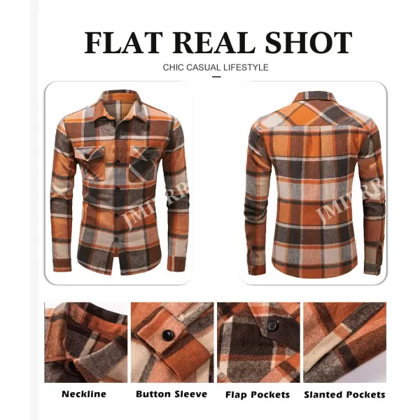 JMIERR Mens Flannel Shirts Shackets Casual Button Down Long Sleeve Plaid Shirt Lightweight Jackets with Pockets