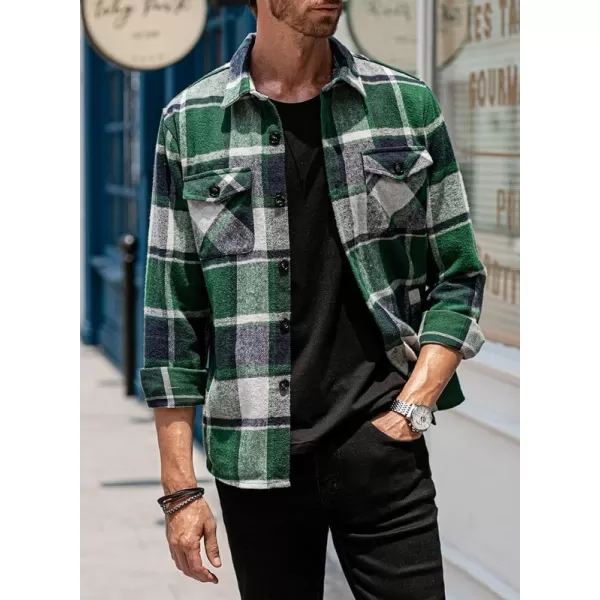 JMIERR Mens Flannel Shirts Shackets Casual Button Down Long Sleeve Plaid Shirt Lightweight Jackets with Pockets
