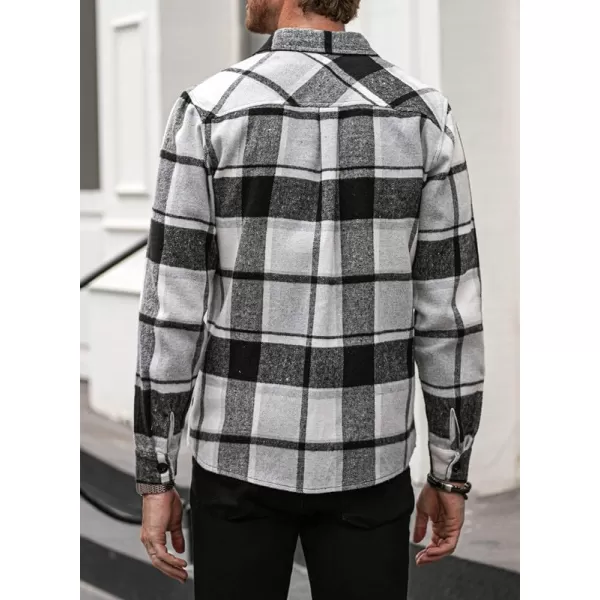 JMIERR Mens Flannel Shirts Shackets Casual Button Down Long Sleeve Plaid Shirt Lightweight Jackets with Pockets