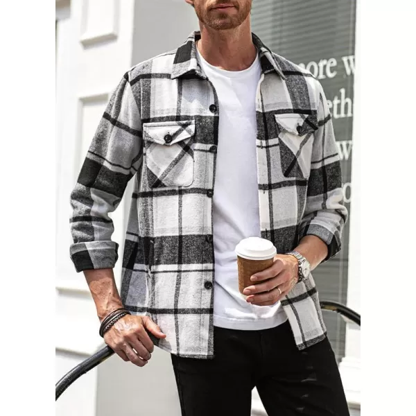 JMIERR Mens Flannel Shirts Shackets Casual Button Down Long Sleeve Plaid Shirt Lightweight Jackets with Pockets