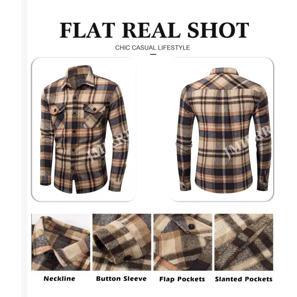 JMIERR Mens Flannel Shirts Shackets Casual Button Down Long Sleeve Plaid Shirt Lightweight Jackets with Pockets