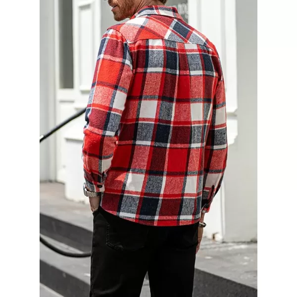 JMIERR Mens Flannel Shirts Shackets Casual Button Down Long Sleeve Plaid Shirt Lightweight Jackets with Pockets