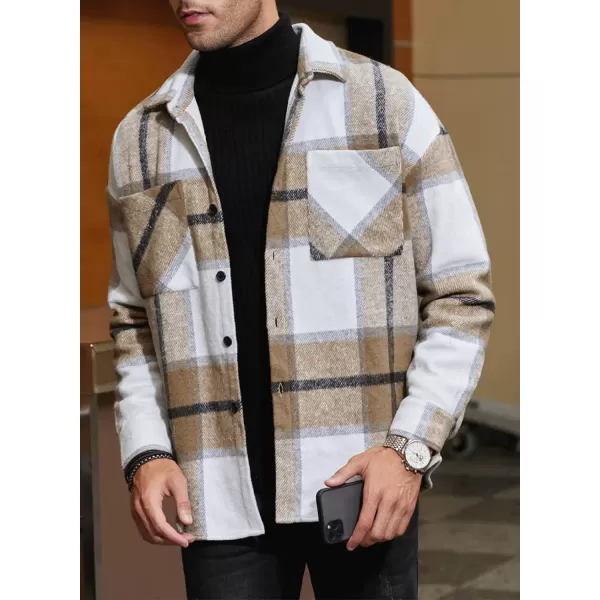 JMIERR Mens Flannel Shirts Shackets Casual Button Down Long Sleeve Plaid Shirt Lightweight Jackets with Pockets