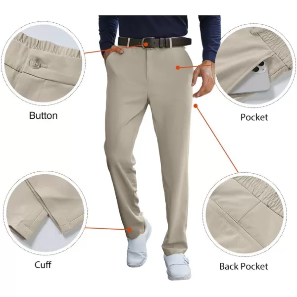 JMIERR Mens Golf Pants Slim Fit Stretch Dress Pants Running Travel Casual Pants with Pockets