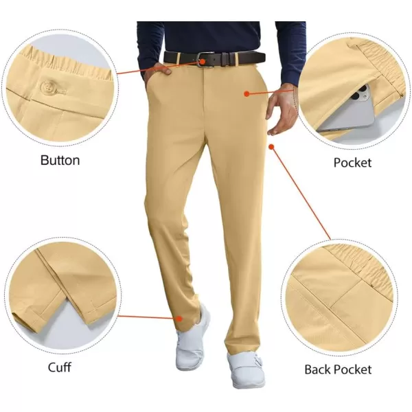 JMIERR Mens Golf Pants Slim Fit Stretch Dress Pants Running Travel Casual Pants with Pockets