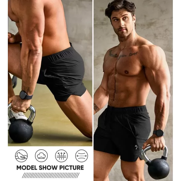 JMIERR Men's Gym Shorts Linerless 5" Quick Dry Workout Running Shorts with Zip Pockets Sports Athletic Shorts
