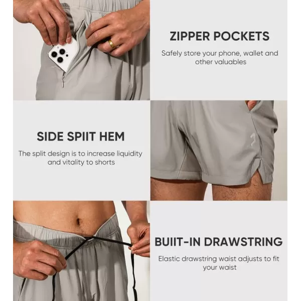 JMIERR Men's Gym Shorts Linerless 5" Quick Dry Workout Running Shorts with Zip Pockets Sports Athletic Shorts