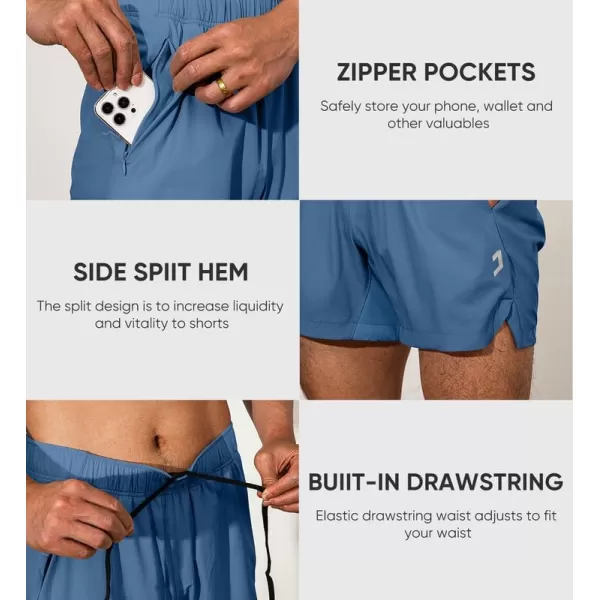 JMIERR Men's Gym Shorts Linerless 5" Quick Dry Workout Running Shorts with Zip Pockets Sports Athletic Shorts