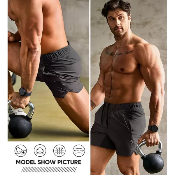JMIERR Men's Gym Shorts Linerless 5" Quick Dry Workout Running Shorts with Zip Pockets Sports Athletic Shorts