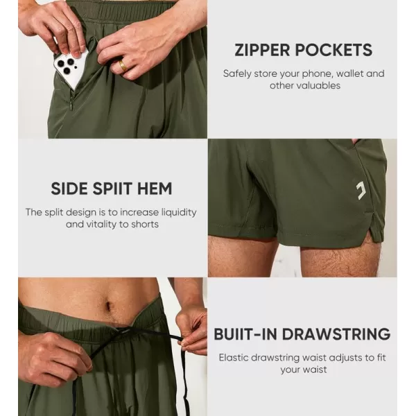 JMIERR Men's Gym Shorts Linerless 5" Quick Dry Workout Running Shorts with Zip Pockets Sports Athletic Shorts