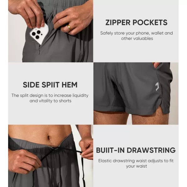 JMIERR Men's Gym Shorts Linerless 5" Quick Dry Workout Running Shorts with Zip Pockets Sports Athletic Shorts