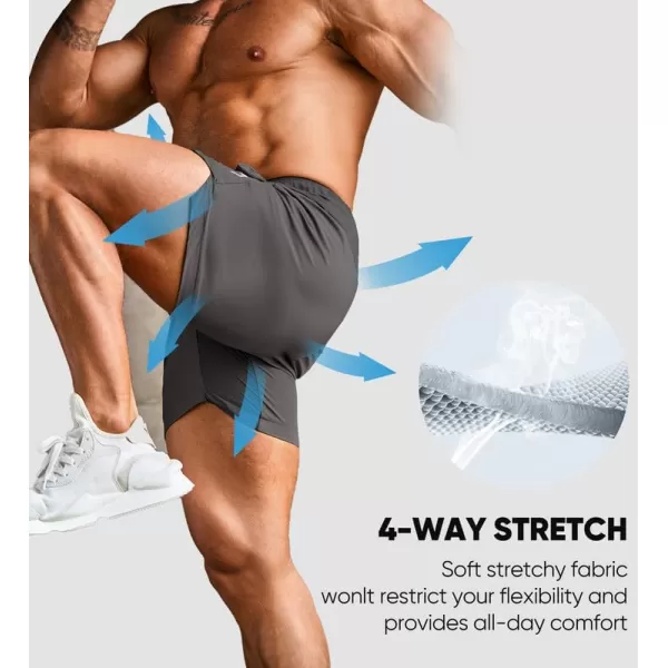 JMIERR Men's Gym Shorts Linerless 5" Quick Dry Workout Running Shorts with Zip Pockets Sports Athletic Shorts