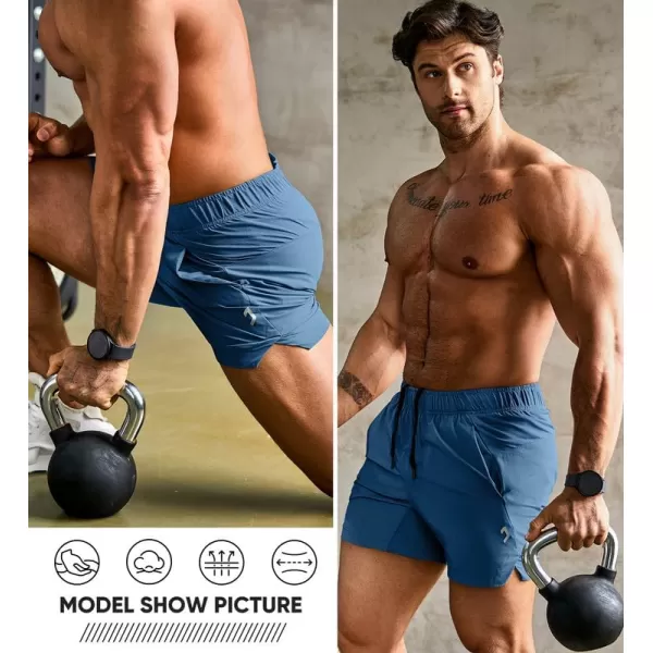 JMIERR Men's Gym Shorts Linerless 5" Quick Dry Workout Running Shorts with Zip Pockets Sports Athletic Shorts