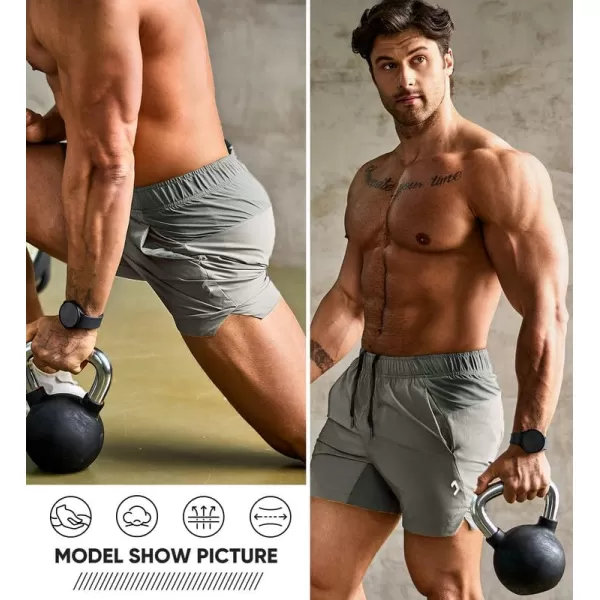 JMIERR Men's Gym Shorts Linerless 5" Quick Dry Workout Running Shorts with Zip Pockets Sports Athletic Shorts
