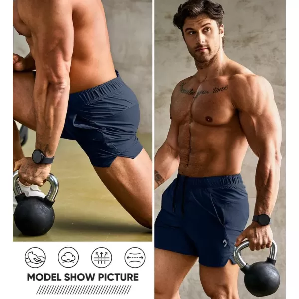 JMIERR Men's Gym Shorts Linerless 5" Quick Dry Workout Running Shorts with Zip Pockets Sports Athletic Shorts