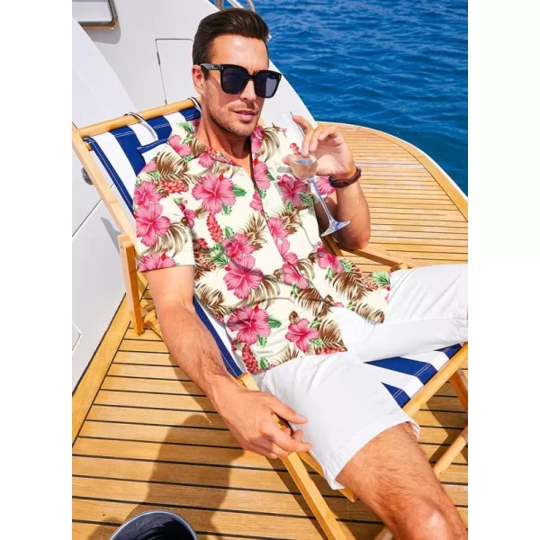 JMIERR Men's Hawaiian Shirt Short Sleeve Beach Shirts for Men Floral Casual Button Down Shirts Tropical Holiday Shirts