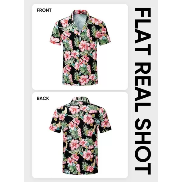 JMIERR Men's Hawaiian Shirt Short Sleeve Beach Shirts for Men Floral Casual Button Down Shirts Tropical Holiday Shirts