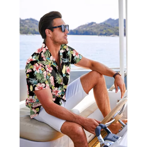 JMIERR Men's Hawaiian Shirt Short Sleeve Beach Shirts for Men Floral Casual Button Down Shirts Tropical Holiday Shirts