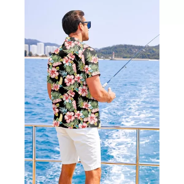 JMIERR Men's Hawaiian Shirt Short Sleeve Beach Shirts for Men Floral Casual Button Down Shirts Tropical Holiday Shirts