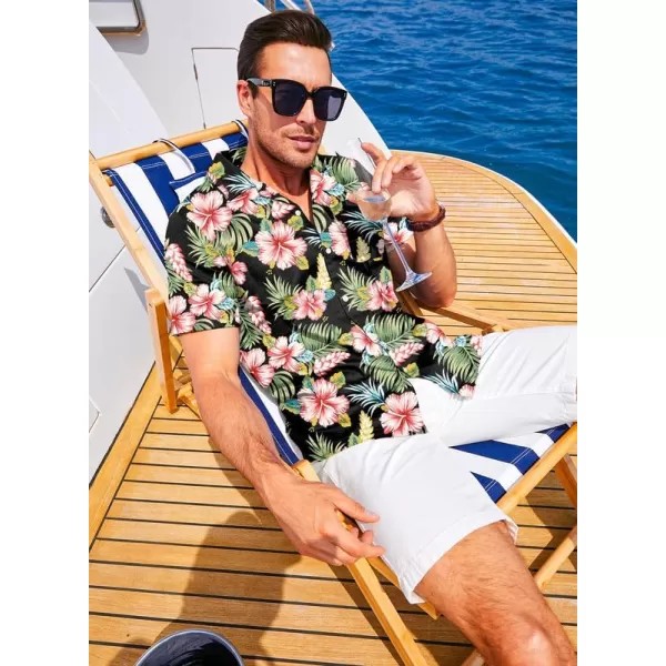 JMIERR Men's Hawaiian Shirt Short Sleeve Beach Shirts for Men Floral Casual Button Down Shirts Tropical Holiday Shirts