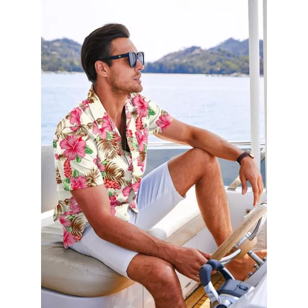 JMIERR Men's Hawaiian Shirt Short Sleeve Beach Shirts for Men Floral Casual Button Down Shirts Tropical Holiday Shirts