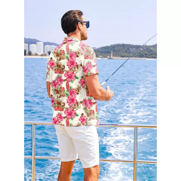 JMIERR Men's Hawaiian Shirt Short Sleeve Beach Shirts for Men Floral Casual Button Down Shirts Tropical Holiday Shirts