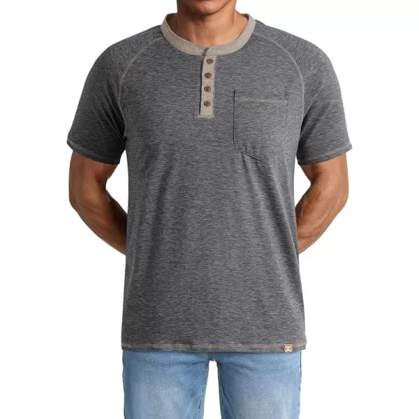 JMIERR Men's Henley Short Sleeve T-Shirt Cotton Casual Shirts with Pockets