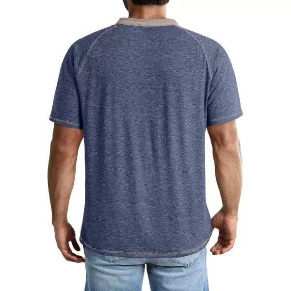 JMIERR Men's Henley Short Sleeve T-Shirt Cotton Casual Shirts with Pockets