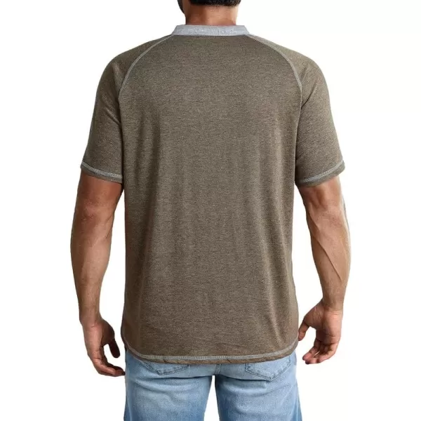 JMIERR Men's Henley Short Sleeve T-Shirt Cotton Casual Shirts with Pockets