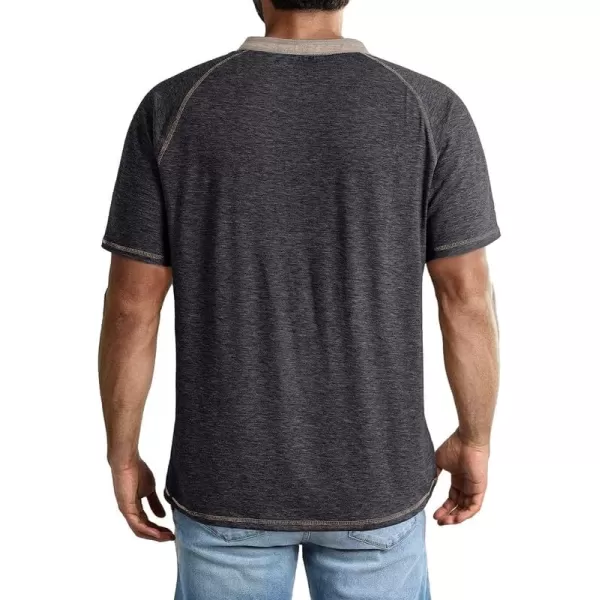 JMIERR Men's Henley Short Sleeve T-Shirt Cotton Casual Shirts with Pockets