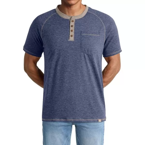 JMIERR Men's Henley Short Sleeve T-Shirt Cotton Casual Shirts with Pockets
