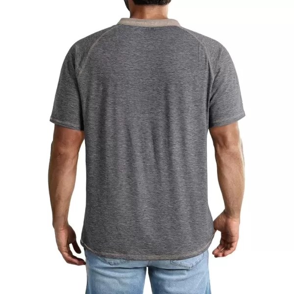 JMIERR Men's Henley Short Sleeve T-Shirt Cotton Casual Shirts with Pockets