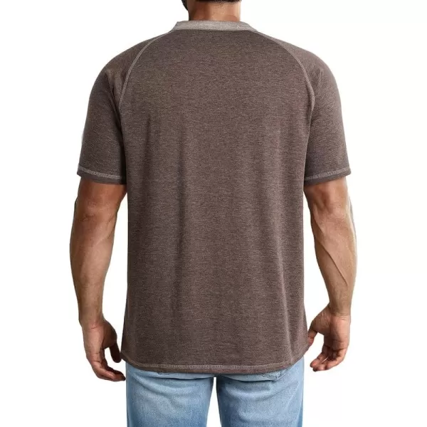 JMIERR Men's Henley Short Sleeve T-Shirt Cotton Casual Shirts with Pockets
