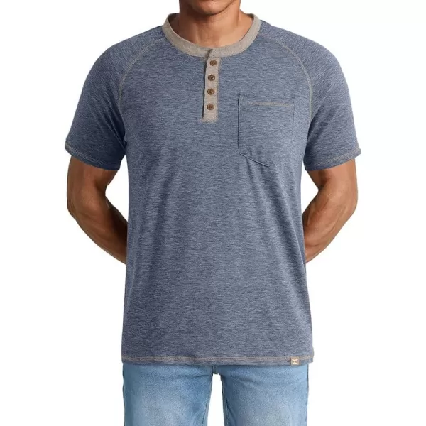 JMIERR Men's Henley Short Sleeve T-Shirt Cotton Casual Shirts with Pockets