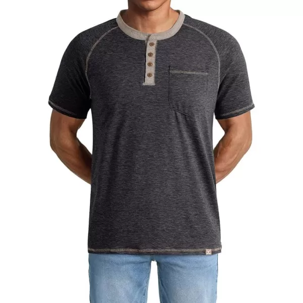 JMIERR Men's Henley Short Sleeve T-Shirt Cotton Casual Shirts with Pockets
