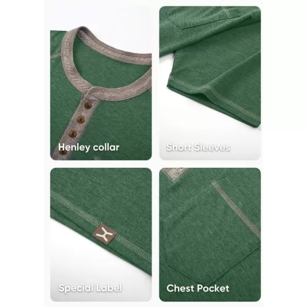 JMIERR Men's Henley Short Sleeve T-Shirt Cotton Casual Shirts with Pockets