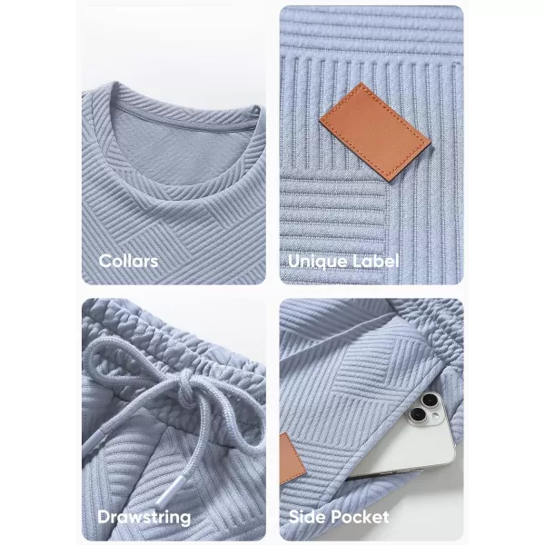 JMIERR Men's Jacquard Knit Lounge Sets Short Sleeve T-Shirts and Shorts Matching Set Loungewear Sweatsuit with Pockets