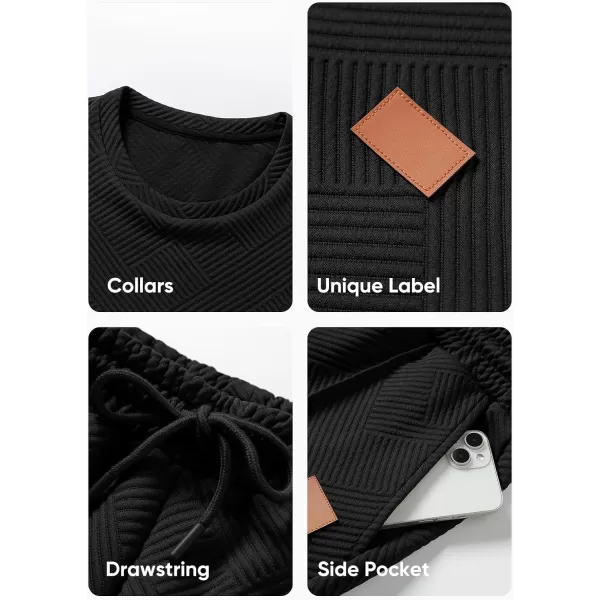 JMIERR Men's Jacquard Knit Lounge Sets Short Sleeve T-Shirts and Shorts Matching Set Loungewear Sweatsuit with Pockets