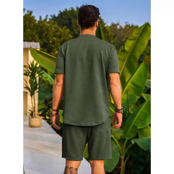 JMIERR Men's Jacquard Knit Lounge Sets Short Sleeve T-Shirts and Shorts Matching Set Loungewear Sweatsuit with Pockets