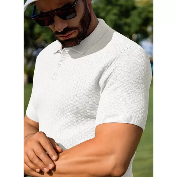 JMIERR Mens Knit Polo Shirts Button Up Textured T Shirts Casual Solid Color Slim Fit Short Sleeve Summer Golf Tee Shirt