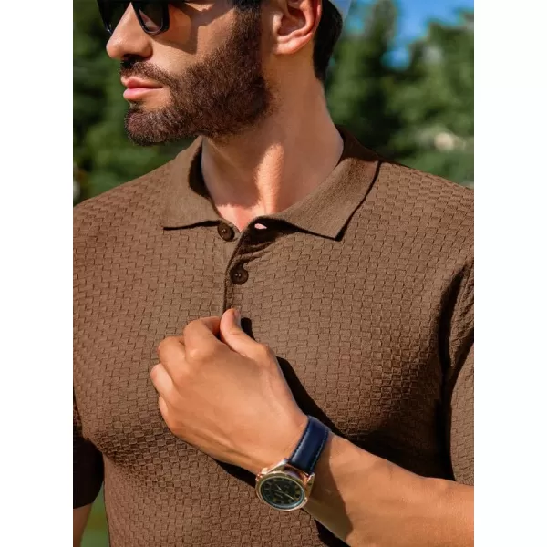 JMIERR Mens Knit Polo Shirts Button Up Textured T Shirts Casual Solid Color Slim Fit Short Sleeve Summer Golf Tee Shirt