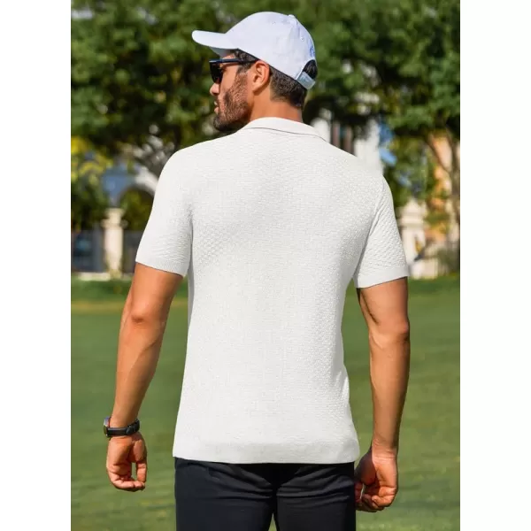 JMIERR Mens Knit Polo Shirts Button Up Textured T Shirts Casual Solid Color Slim Fit Short Sleeve Summer Golf Tee Shirt