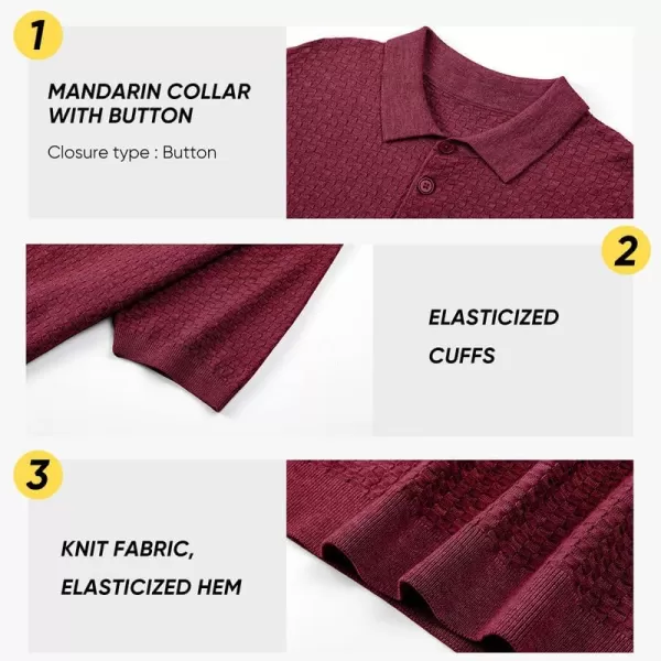 JMIERR Mens Knit Polo Shirts Button Up Textured T Shirts Casual Solid Color Slim Fit Short Sleeve Summer Golf Tee Shirt
