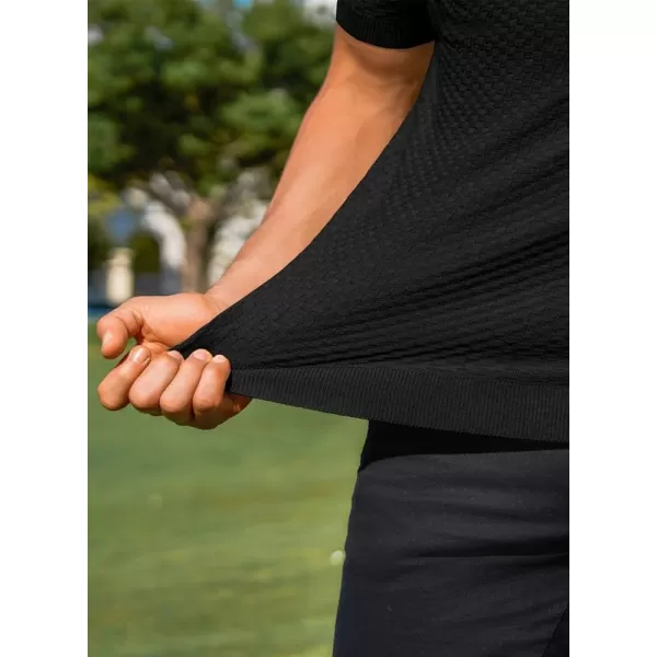 JMIERR Mens Knit Polo Shirts Button Up Textured T Shirts Casual Solid Color Slim Fit Short Sleeve Summer Golf Tee Shirt