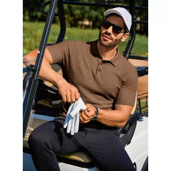 JMIERR Mens Knit Polo Shirts Button Up Textured T Shirts Casual Solid Color Slim Fit Short Sleeve Summer Golf Tee Shirt