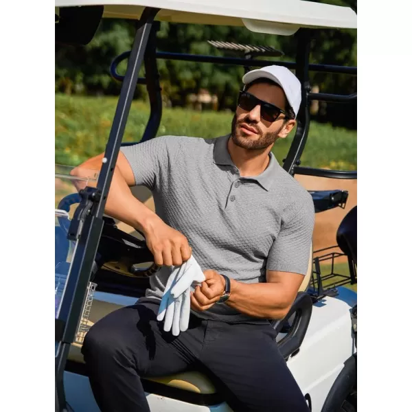 JMIERR Mens Knit Polo Shirts Button Up Textured T Shirts Casual Solid Color Slim Fit Short Sleeve Summer Golf Tee Shirt